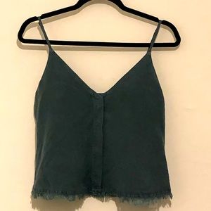 Young, Fabulous, & Broke NWT Green Sleeveless Frayed Top Size Small